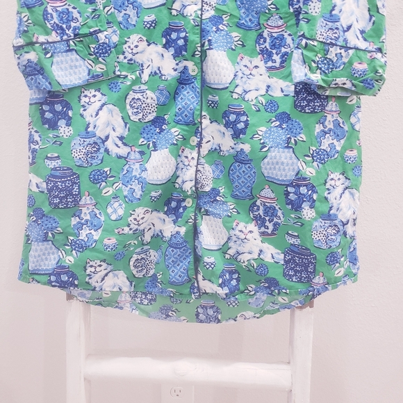 Printfresh Organic Cotton Fancy Cat Print Pajama Top Size Small - Picture 5 of 10